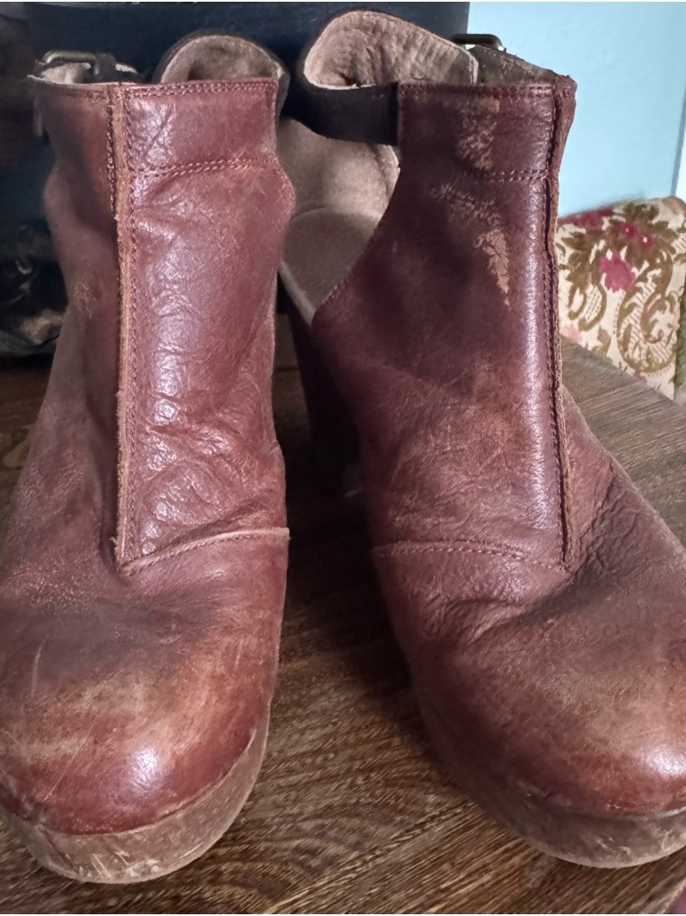 Free People Brown Leather Slip-On Mule Clogs